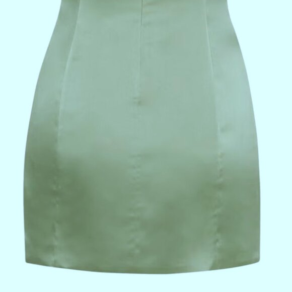 Aritzia Sunday Best Shimmer Satin Mini Dress in Sage Frost Size 00 - Picture 11 of 13